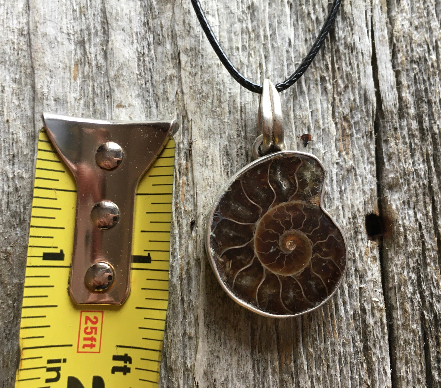 Amonite sterling silver pendant, handmade jewelry, 92.5 sterling silver pendant with plated silver chain, great gift for her