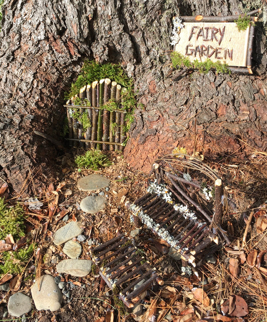 Fairy door, fairy garden decor, miniature furniture, doll furniture, fairy garden furniture