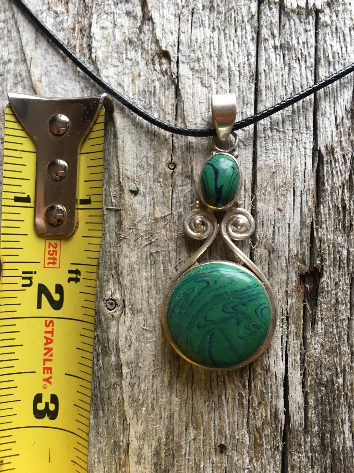 green agate sterling Silver pendant, sterling silver pendant, boho jewellery, vintage silver pendant