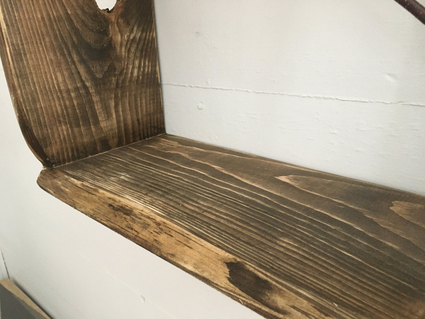 Rustic birch shelf, rustic decor, black walnut stained shelf