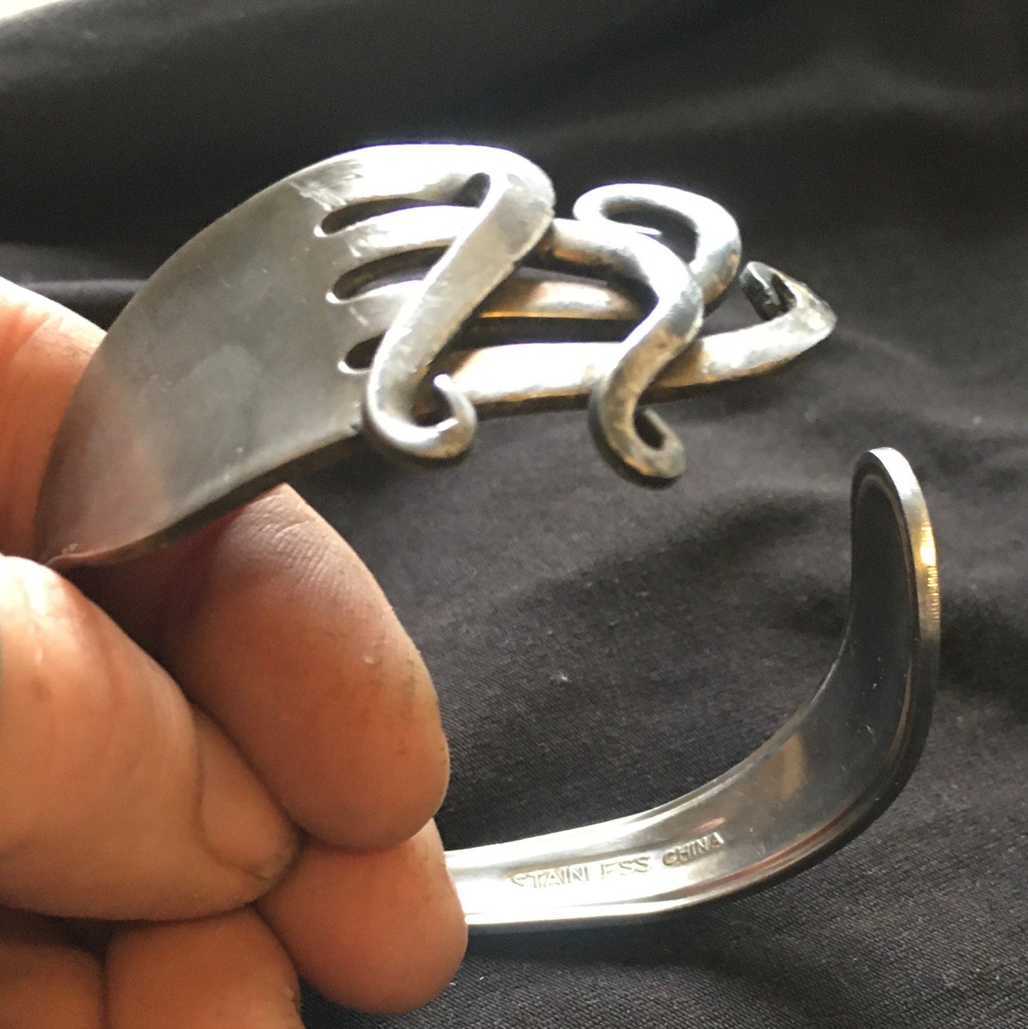 handmade jewelry, Unique Stainless Steel Twisted Fork Bracelet