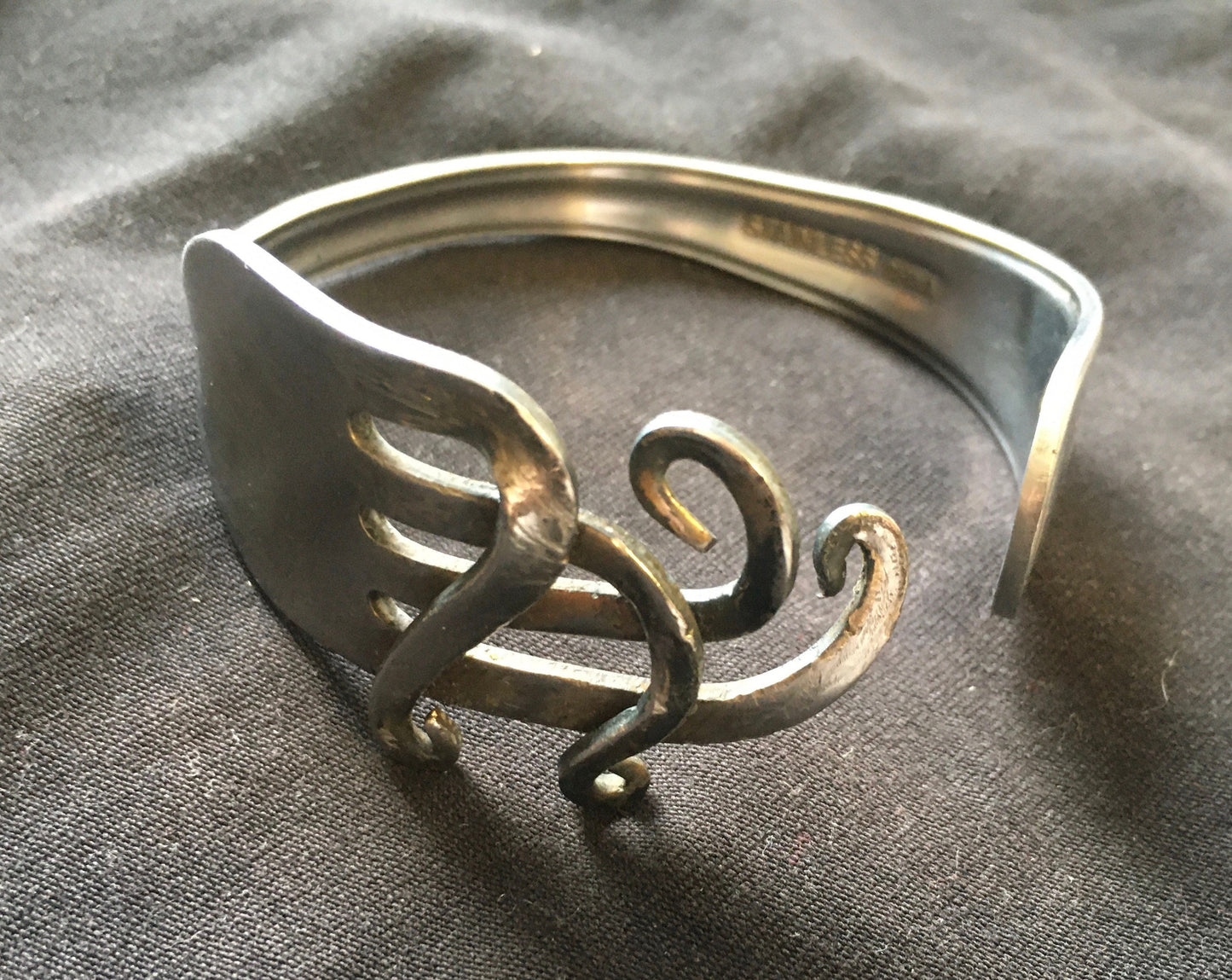 handmade jewelry, Unique Stainless Steel Twisted Fork Bracelet