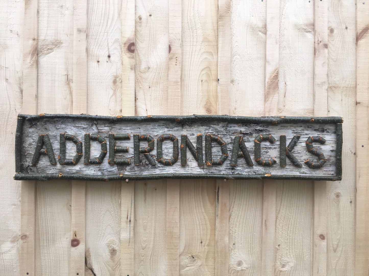 Custom Adirondack wood sign, made to order, birch bark backing, custom orders welcomed.