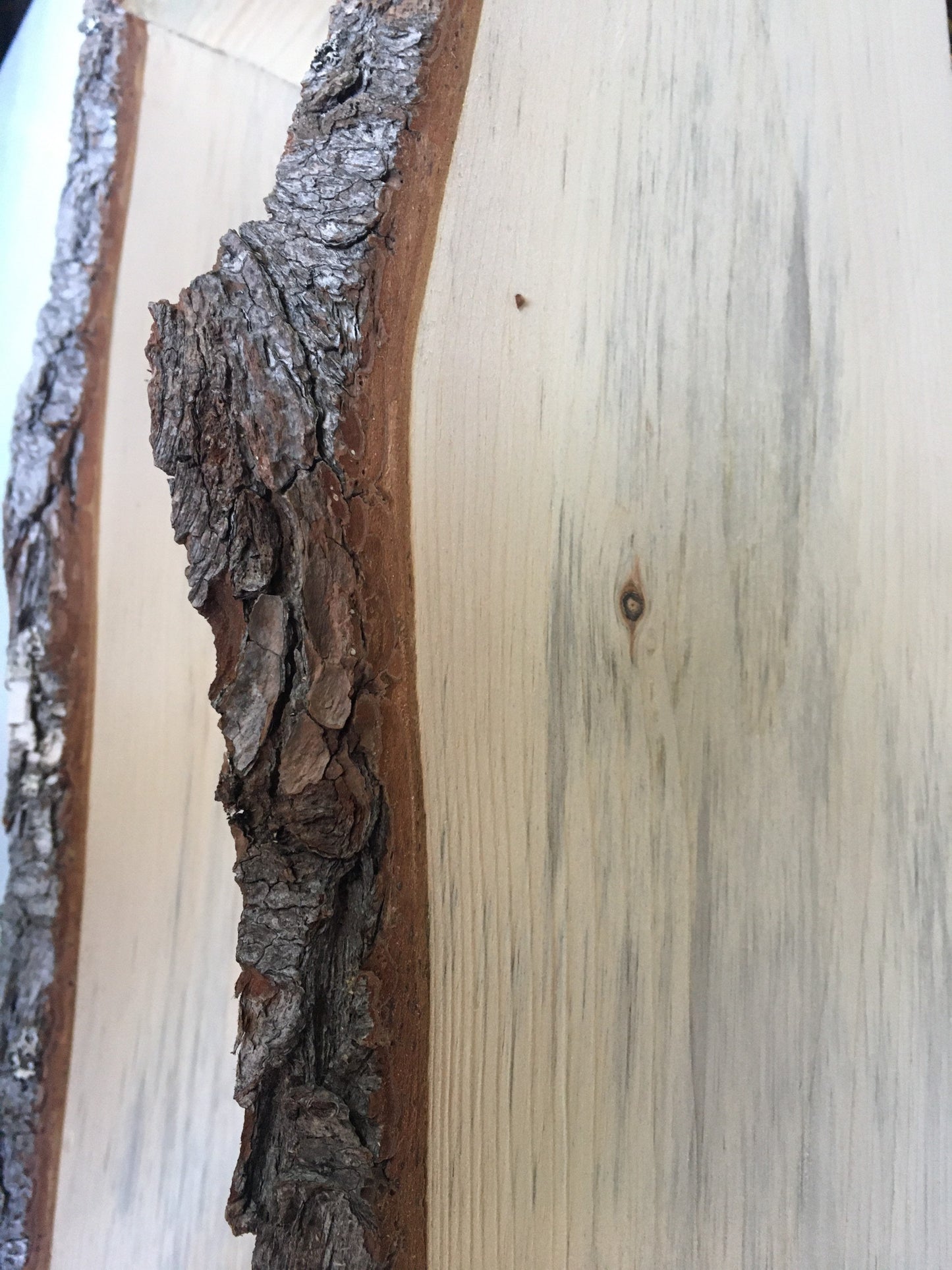 Live edge pine box shelf with the bark left on, great for hanging on the wall or sitting on a dresser