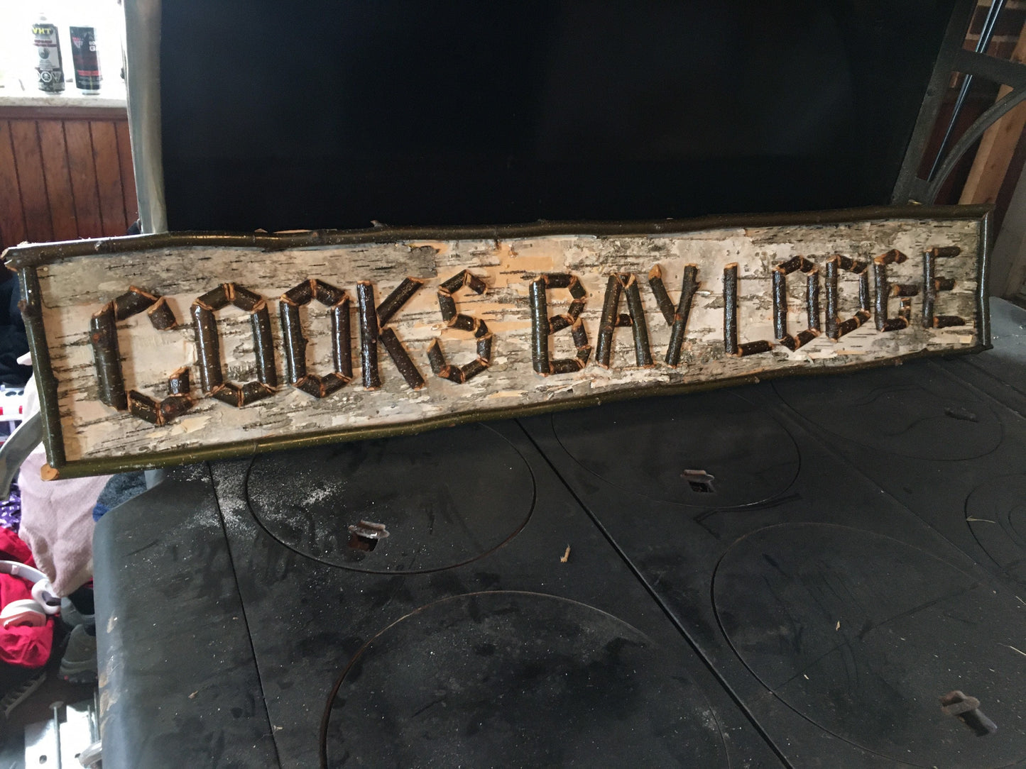 Custom Adirondack wood sign, made to order, birch bark backing, custom orders welcomed.