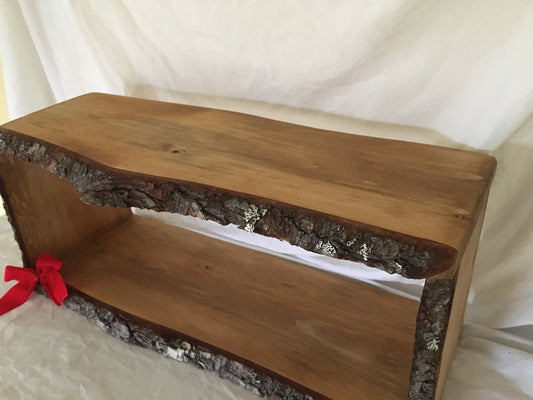 Live edge pine box shelf with the bark left on, great for hanging on the wall or sitting on a dresser