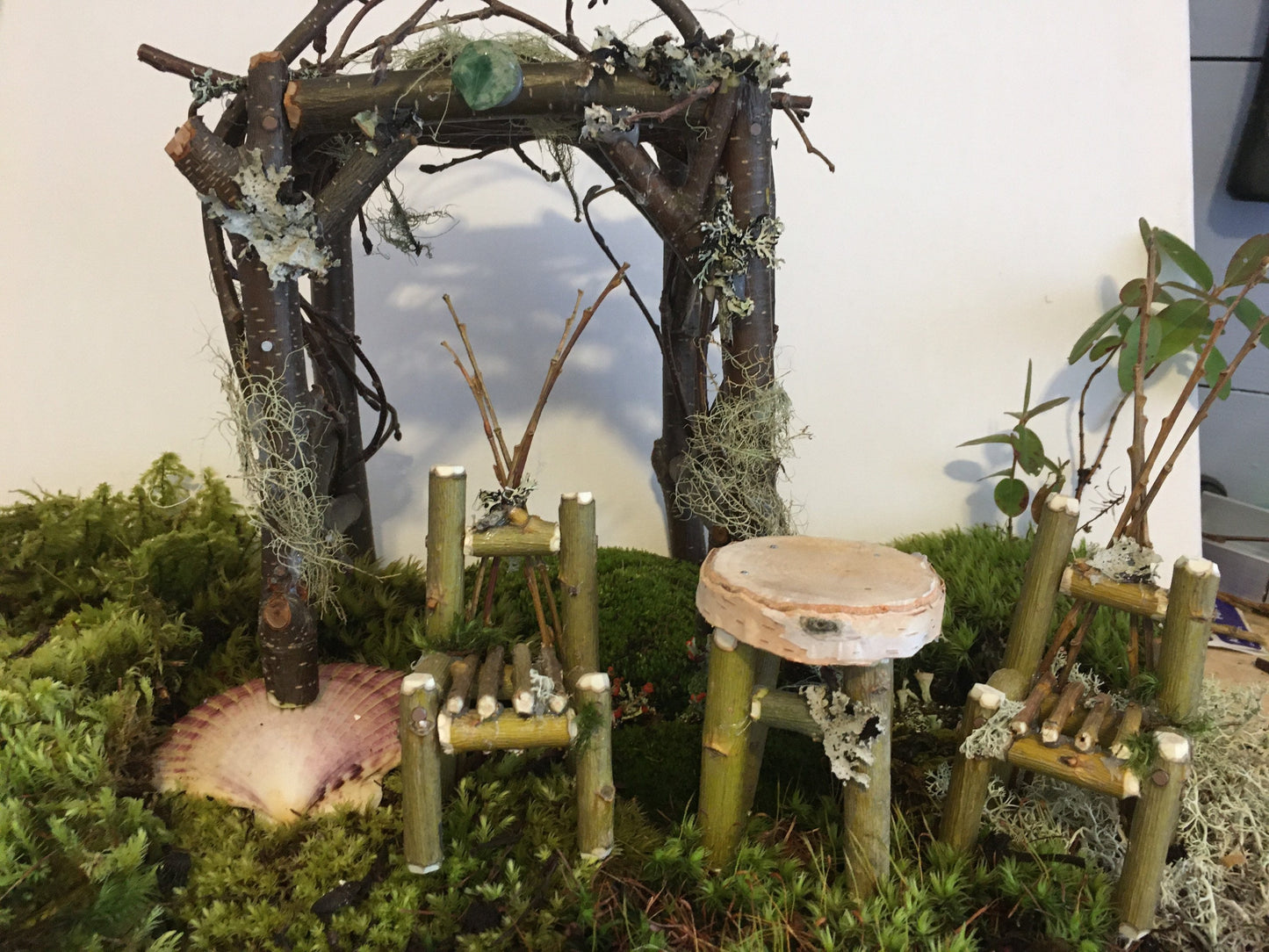 Fairy set, arbor, 2 chairs, table, Fae garden, Fairy furniture, fairy house, fairy garden decor